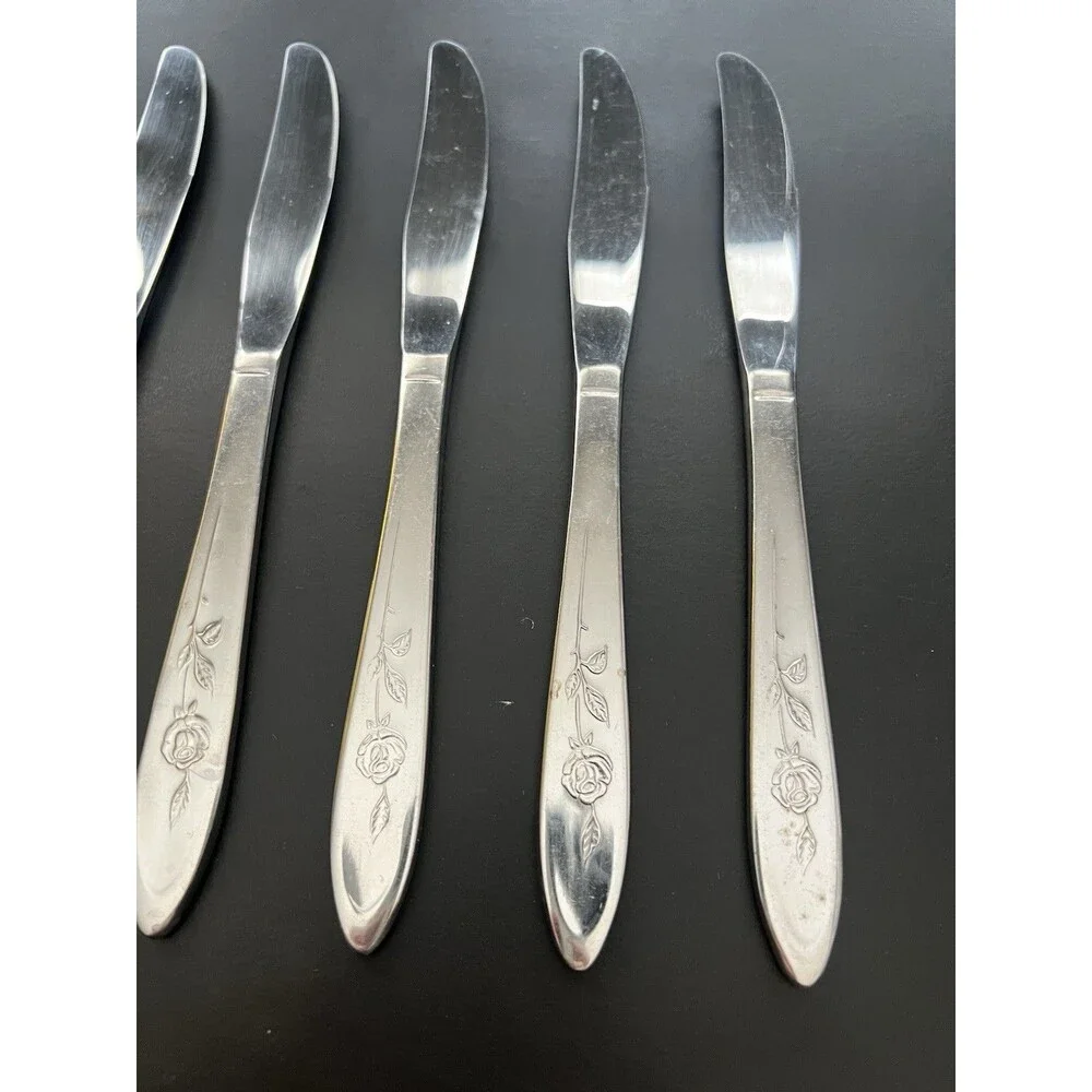 Oneida Community MY ROSE Stainless 6 Dinner Knives Betty Crocker Flatware 8 1/2